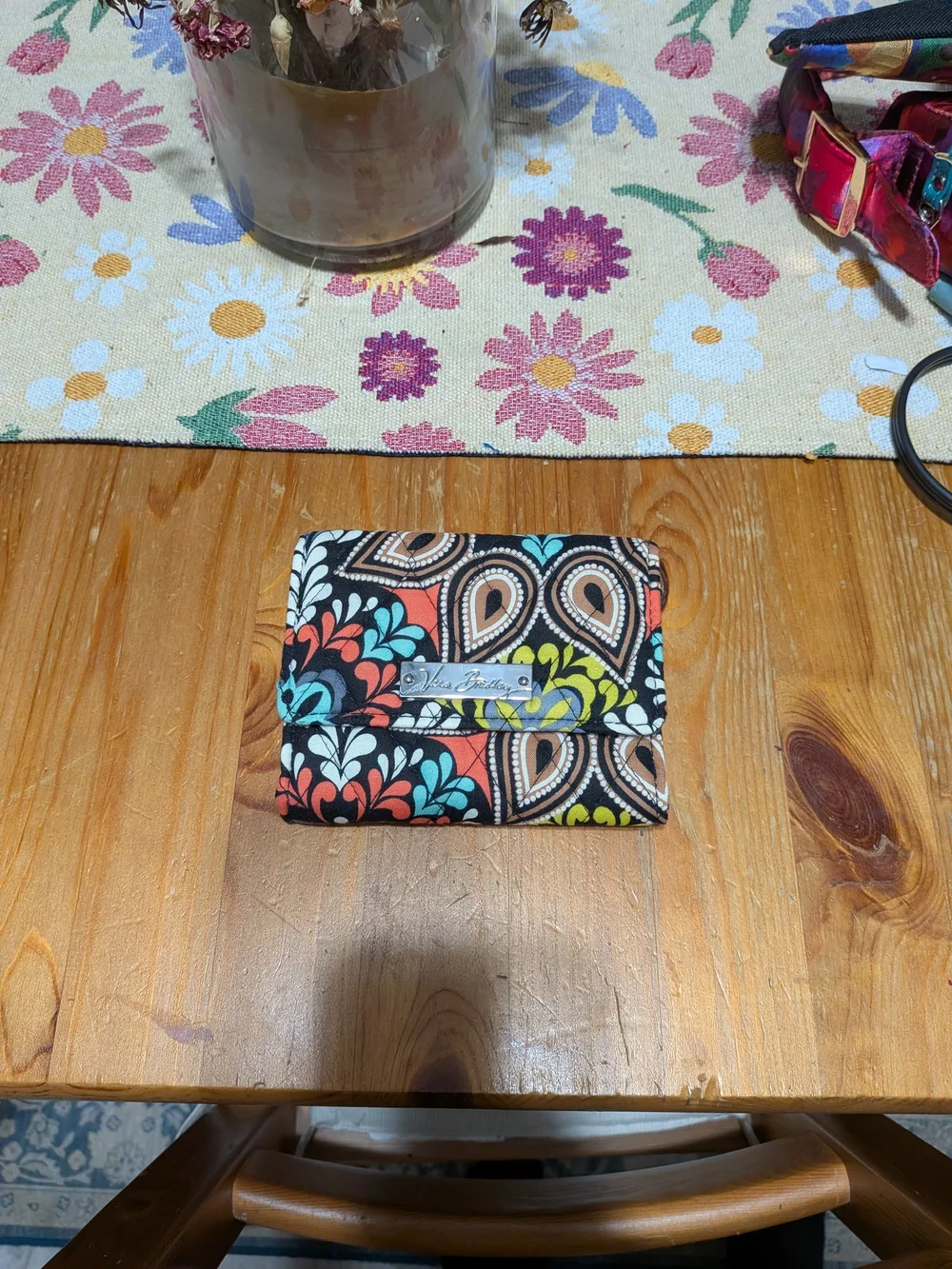Vera Bradley Black Multicolor Paisley Compact Wallet